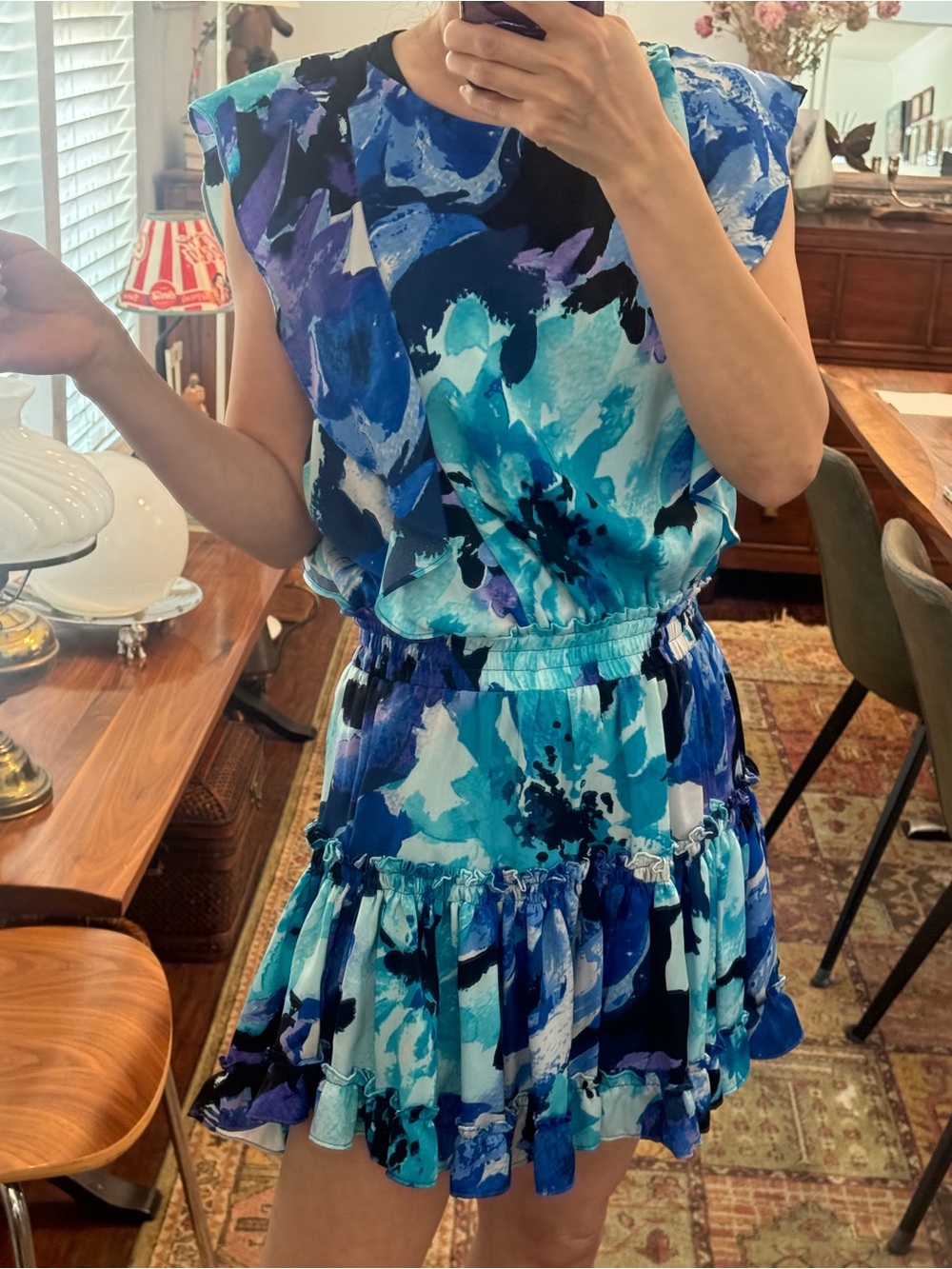 Misa Los Angeles Viviana Floral Ruffle Print Mini Dress Size S